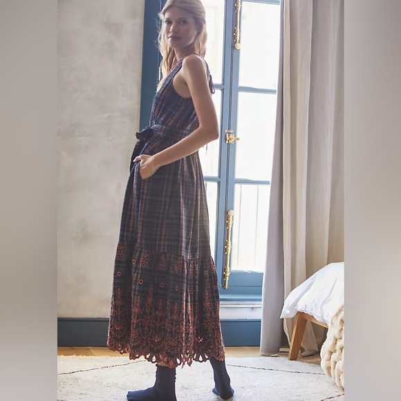 Anthropologie Eyelet Plaid Dress - Picture 3 of 7